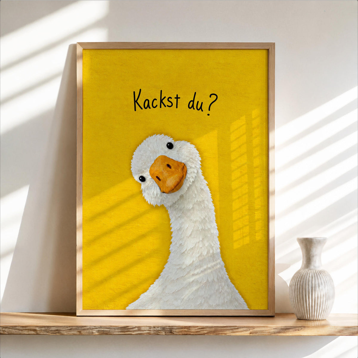 Funny Goose Kackst Du Toilet Print, German Typography Poster, Quirky Bird Bathroom Wall Art, Humorous Animal Print, Loo Sign Gift