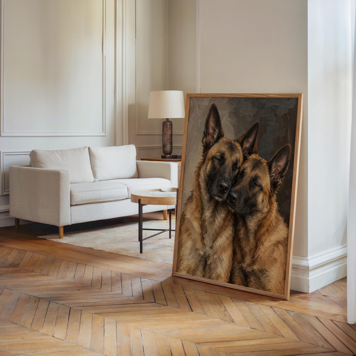 Belgian Malinois Dog Print, Expressive Shepherd Dogs Couple Portrait Poster, Textured Pet Wall Art, Vintage Animal Lover Decor Gift