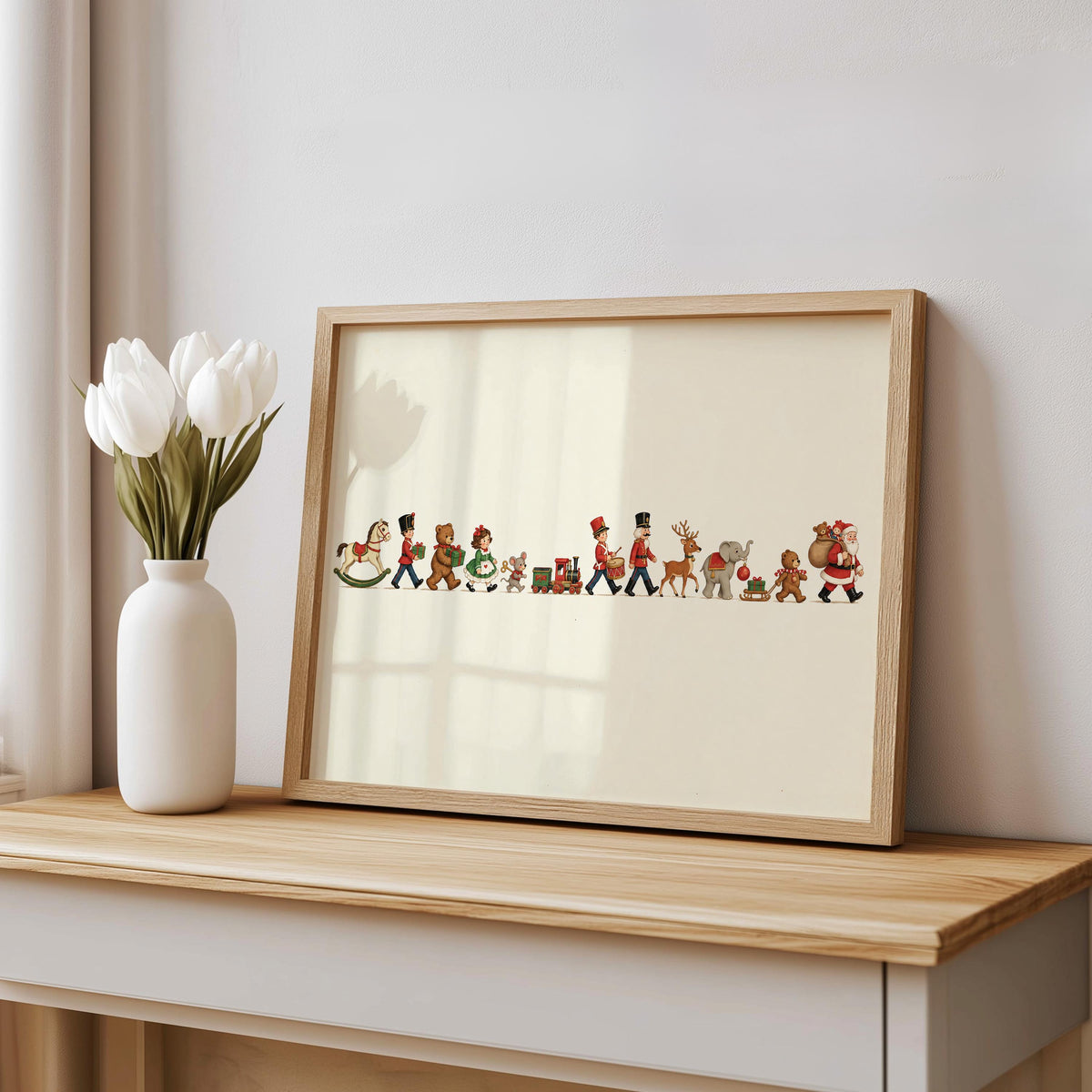 Vintage Christmas Toy Parade Wall Art, Nutcracker Toy Soldier Storybook Illustration, Nursery Xmas Print, Winter Holiday Kids Decor