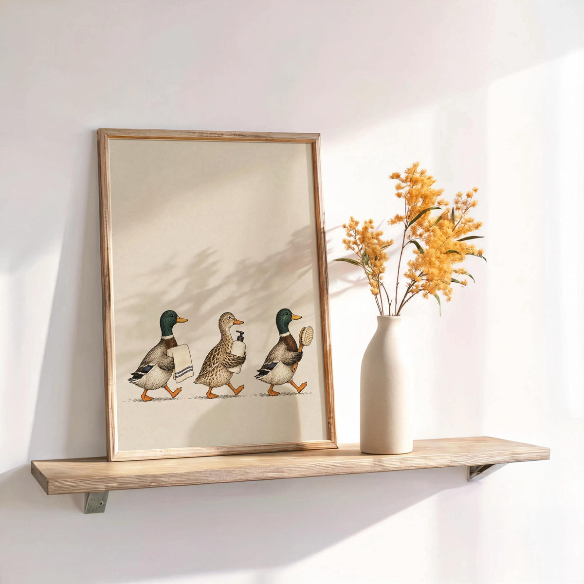 Mallard Ducks Bathroom Print, Vintage Restroom Wall Art, Cute Duck Illustration, Cottagecore Toilet Decor
