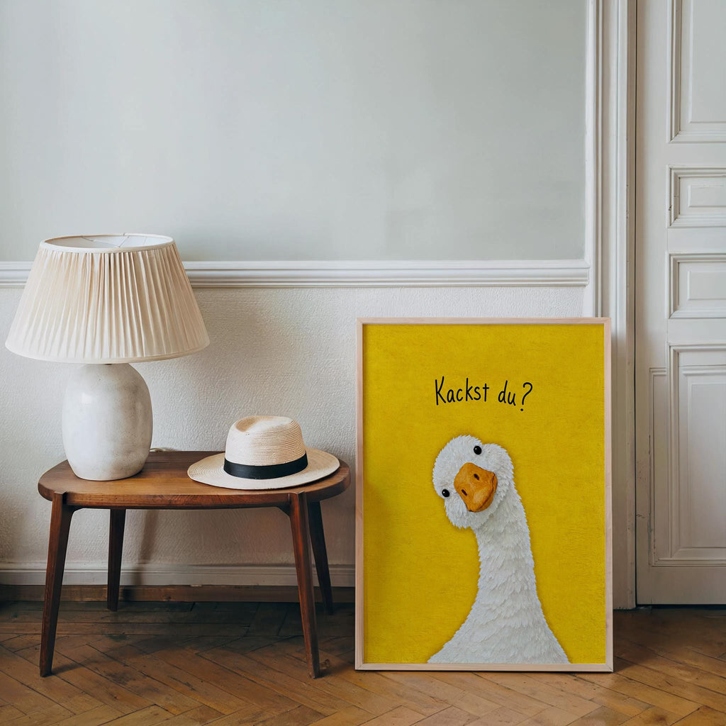 Funny Goose Kackst Du Toilet Print, German Typography Poster, Quirky Bird Bathroom Wall Art, Humorous Animal Print, Loo Sign Gift