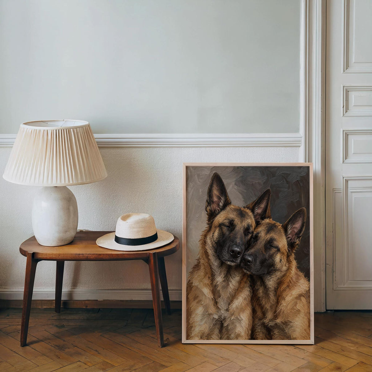 Belgian Malinois Dog Print, Expressive Shepherd Dogs Couple Portrait Poster, Textured Pet Wall Art, Vintage Animal Lover Decor Gift