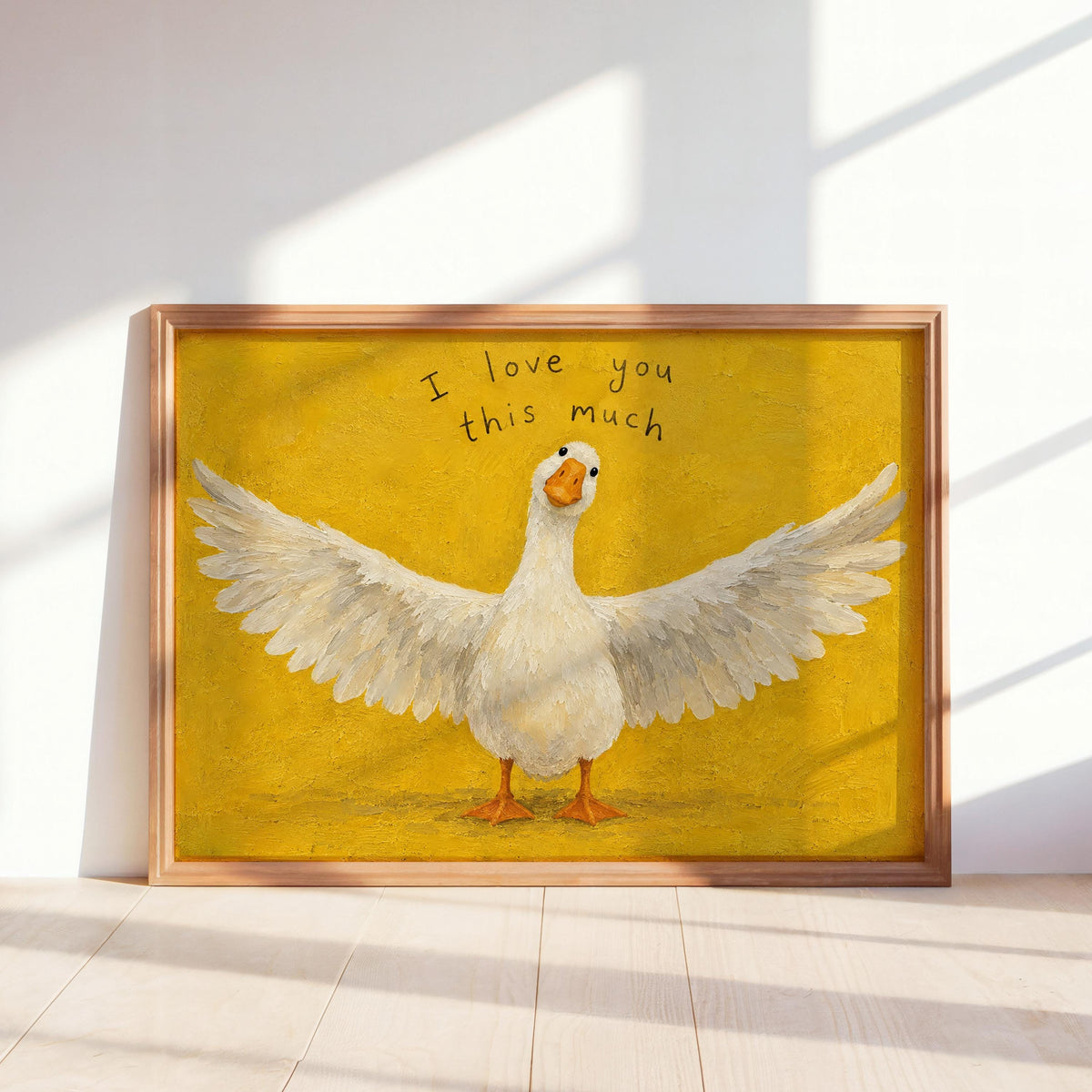 Silly Goose I Love You This Much Print, Funny Love Gift, Whimsical Bird Wall Art, Romantic Animal Poster, Cute Couple Valentines Keepsake
