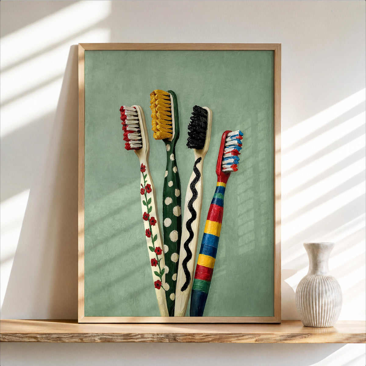 Colorful Toothbrush Print, Kids Bathroom Decor, Playful Dental Office Decor, Vibrant Hygienist Gift,