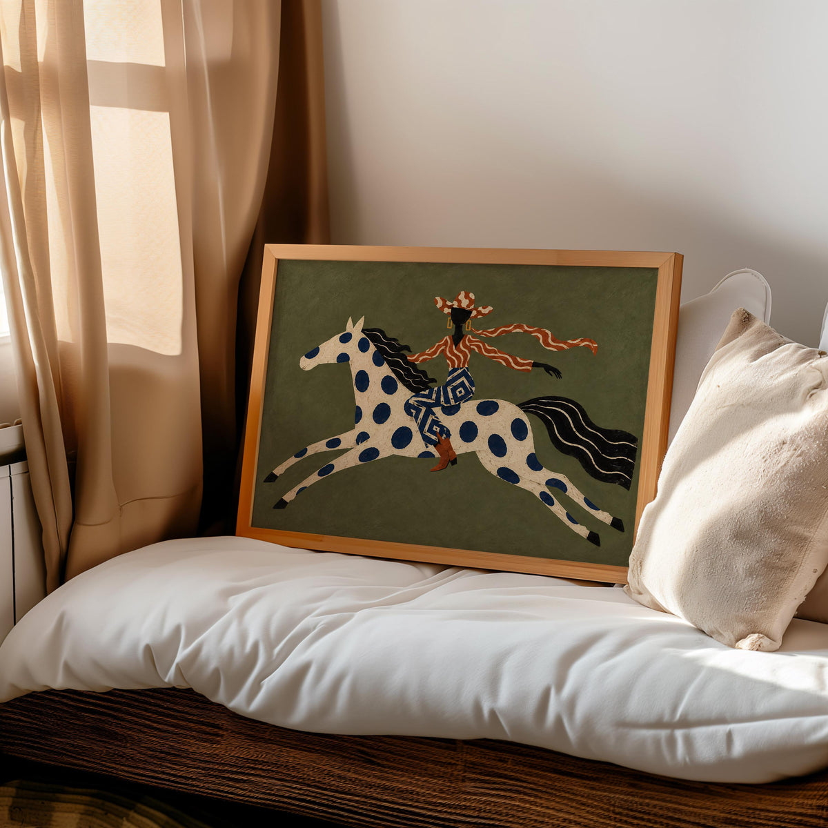 Abstract Cowgirl Horse Rider Print, Western Equestrian Wall Art, Cowboy Home Decor, Eclectic Ranch Style Poster