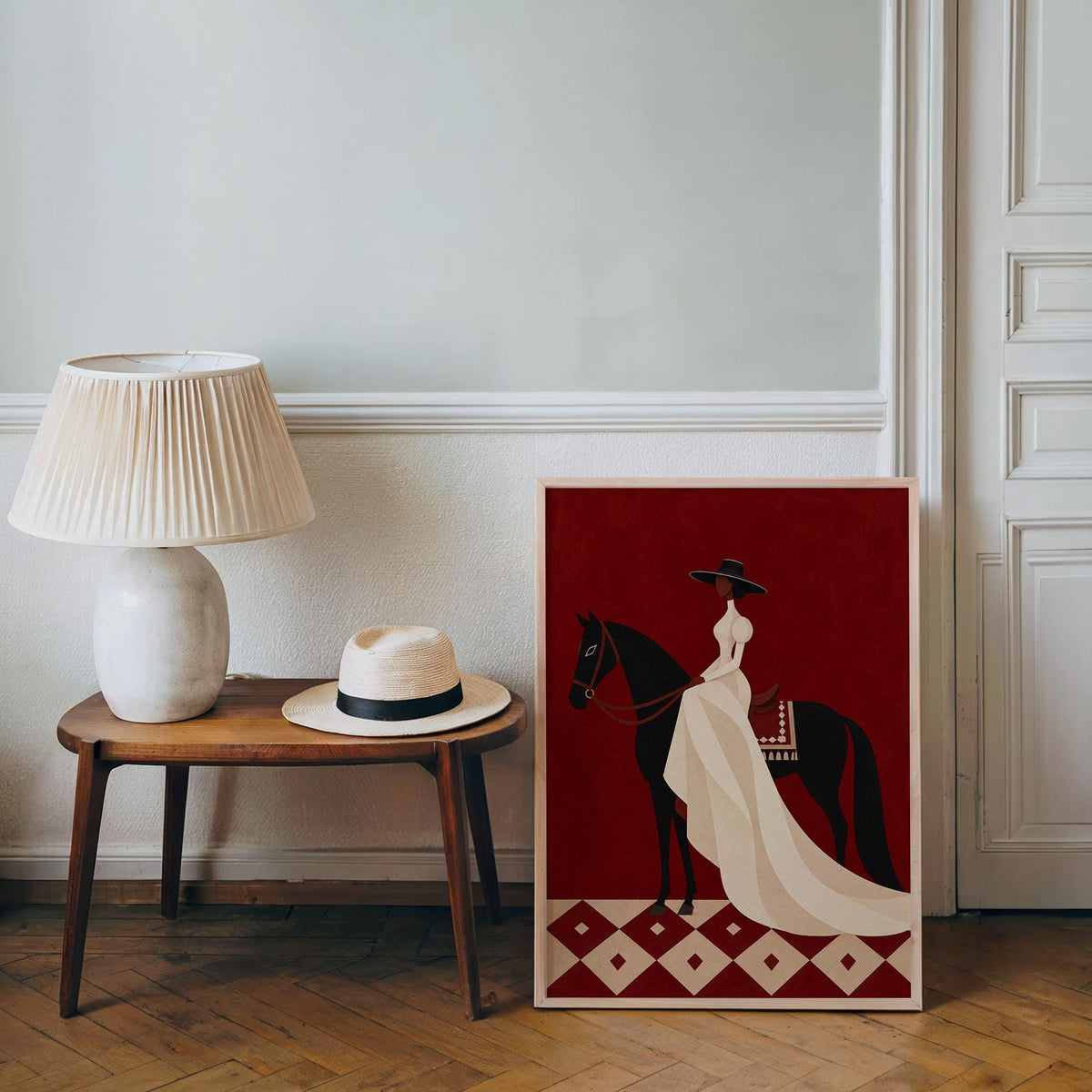 Black Woman Equestrian Wall Art, Afrocentric Horse Rider Print, Western Decor, Elegant Cowgirl Poster, African American Artwork