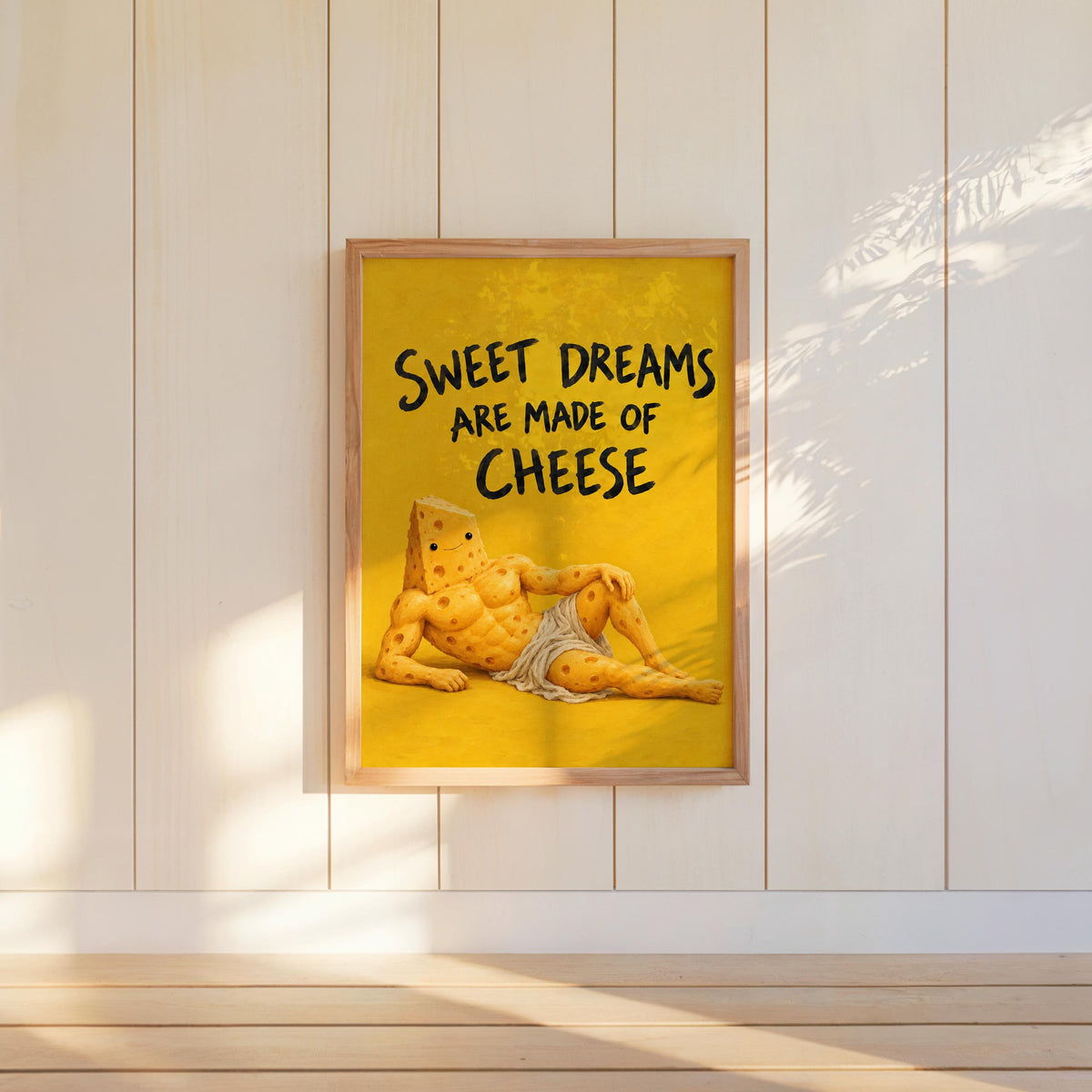 Sweet Dreams Are Made of Cheese Wall Art, Funny Cheese Poster, Food Lover Kitchen Print, Surreal Dining Room Decor, Quirky Cheese Lover Gift
