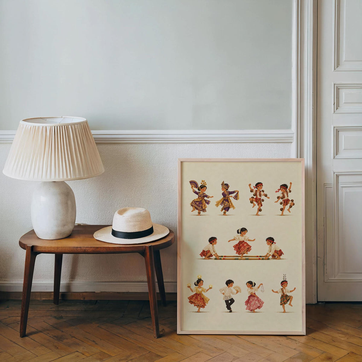 Philippines Cultural Wall Art, Filipino Folk Dancers Kids Parade Print, Tinikling & Traditional Pinoy Dance Poster, Asian Heritage Decor