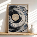 Surreal Vinyl Record Ski Wall Art, Snowy Mountain Skier Poster, Music Lover Winter Print, Alpine DJ Turntable Decor