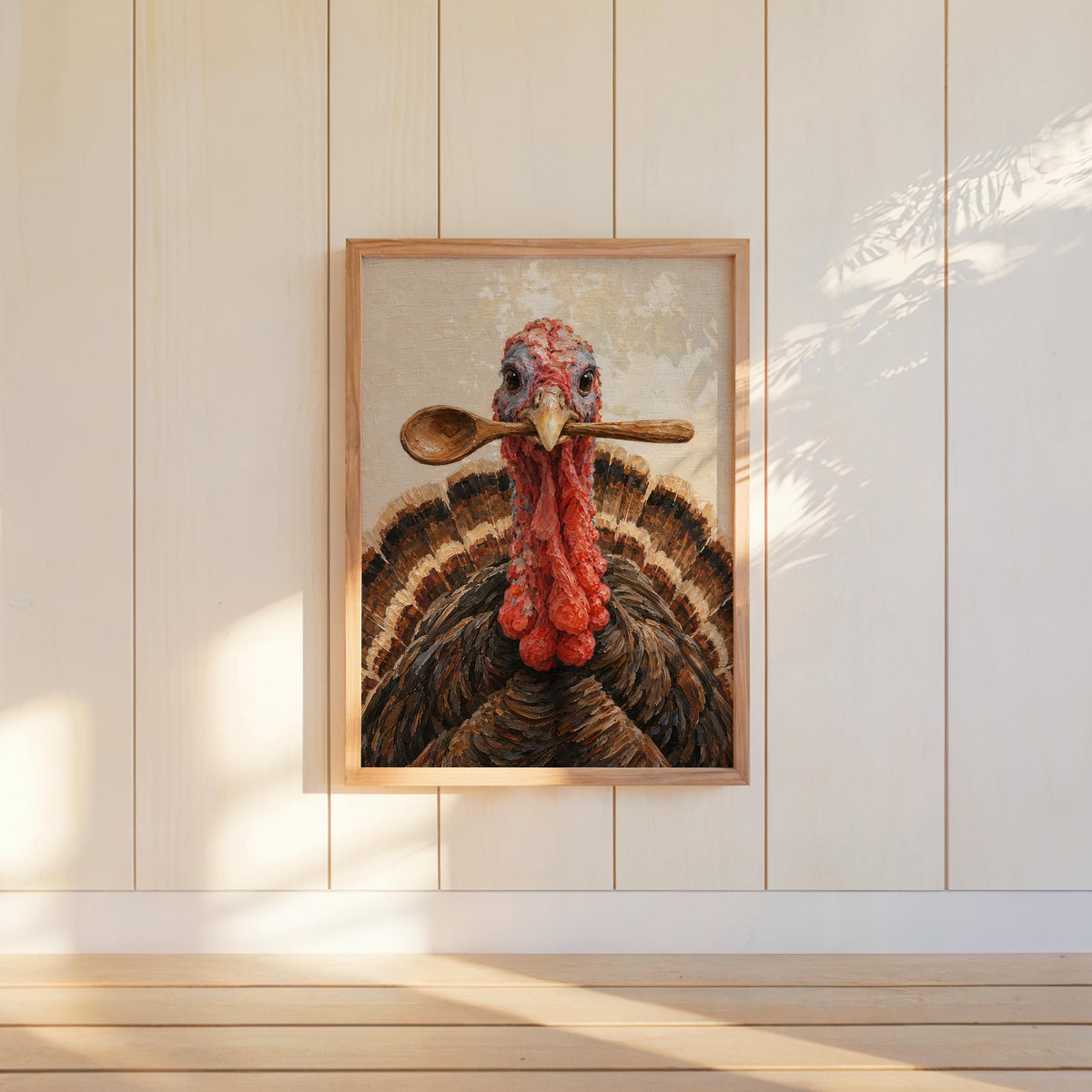 Funny Turkey Kitchen Wall Art, Wooden Spoon Bird Print, Thanksgiving Poster, Whimsical Farmhouse Decor