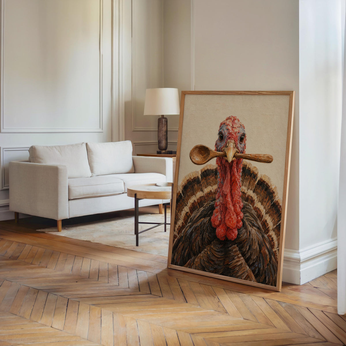 Funny Turkey Kitchen Wall Art, Wooden Spoon Bird Print, Thanksgiving Poster, Whimsical Farmhouse Decor