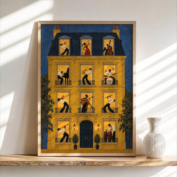 Jazz Musicians in Windows House Print