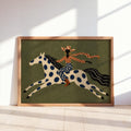 Abstract Cowgirl Horse Rider Print, Western Equestrian Wall Art, Cowboy Home Decor, Eclectic Ranch Style Poster