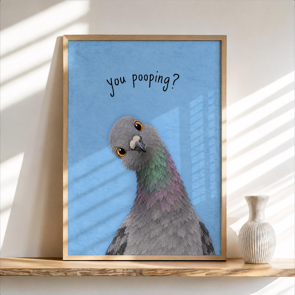 Funny Pigeon You Poopin Bathroom Wall Art, Toilet Humor Print, Quirky Bird Lover Decor, Loo Sign Gift