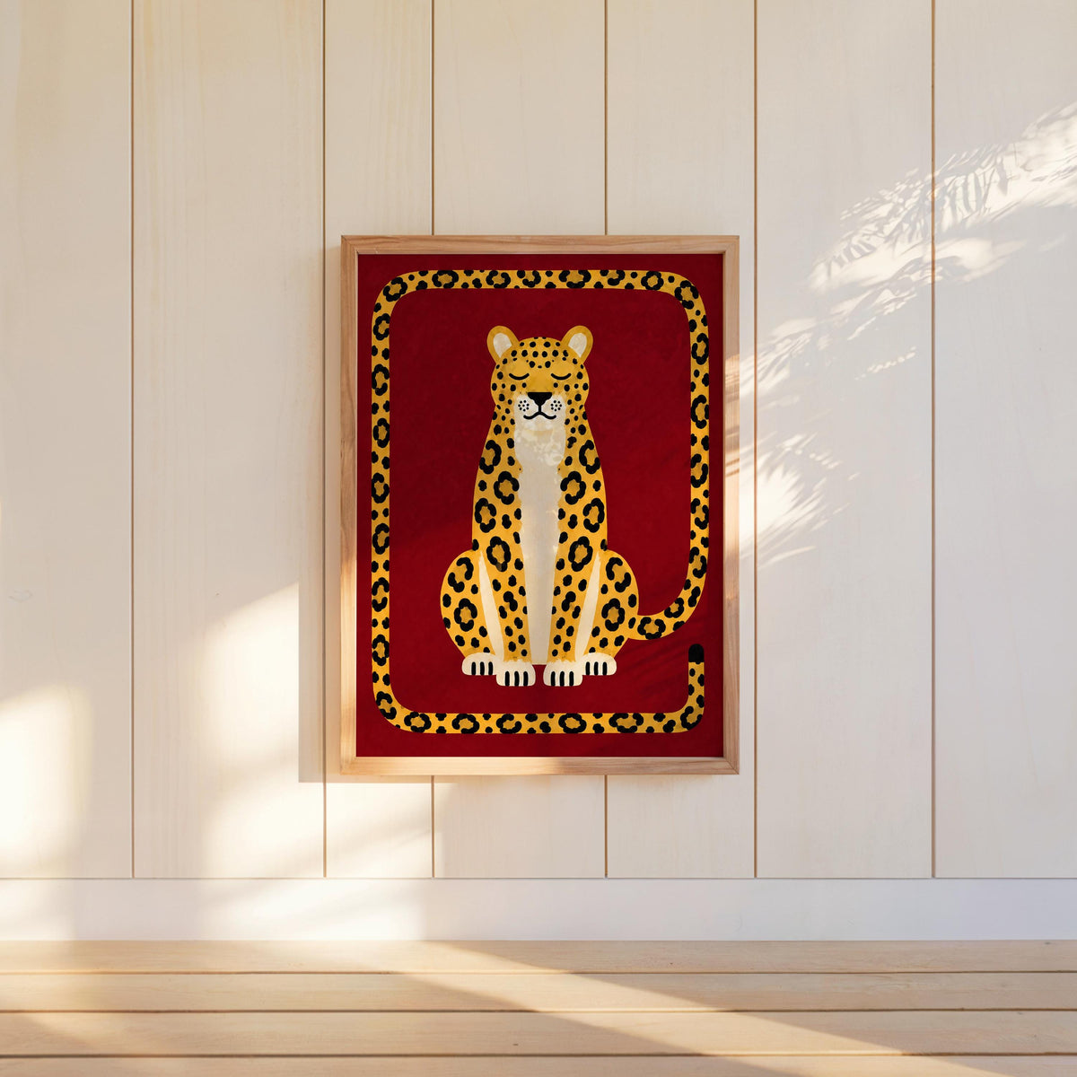 Relaxed Leopard Wall Art, Big Cat Print, Safari Jungle Animal Decor, Eclectic Wildlife Poster, Maximalist Nursery Home Decor