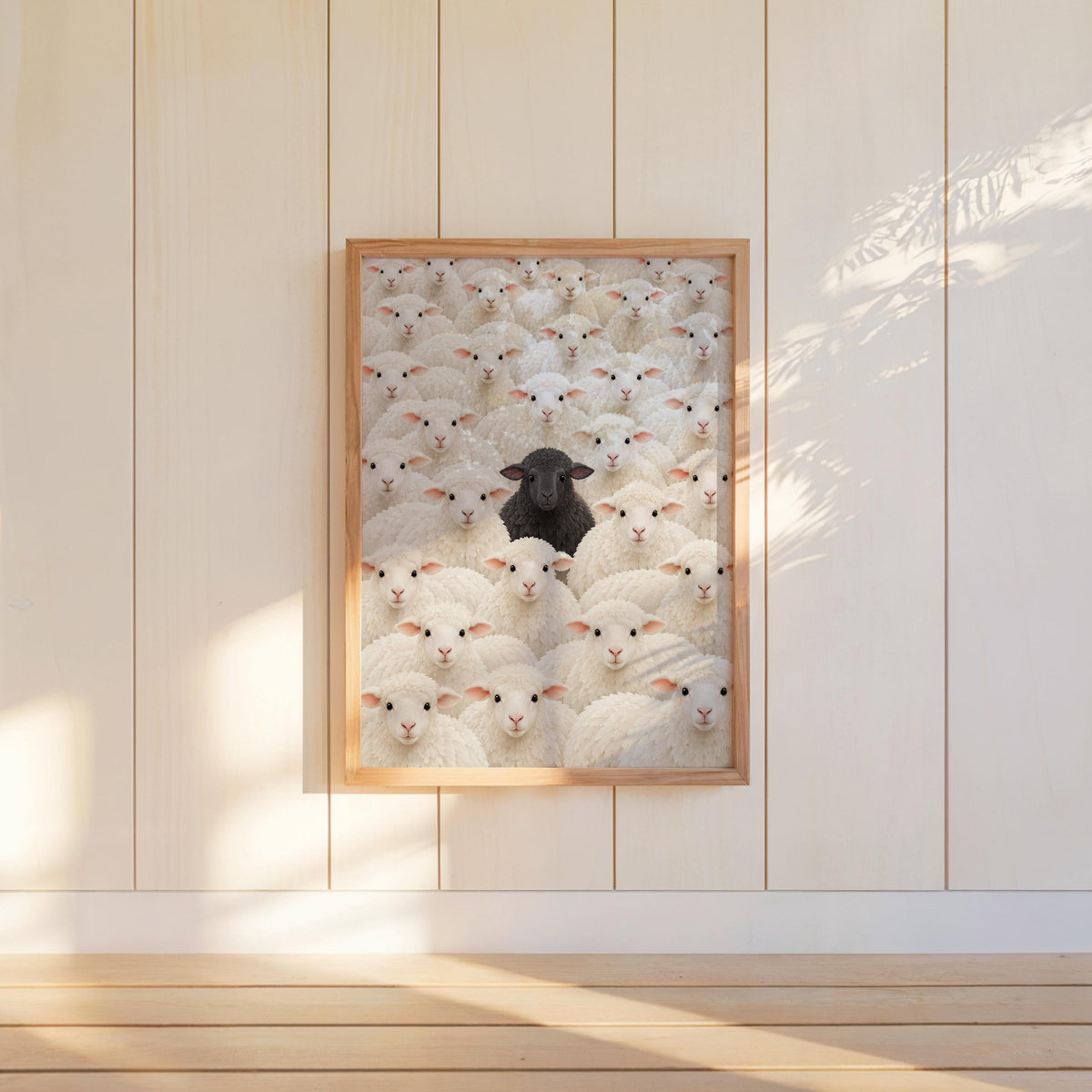 Black Sheep Amongst White Flock Wall Art, Funny Stand Out Print, Cute Farm Animal Decor, Sheep Lover Gift, Cottagecore Nursery Illustration